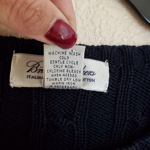 Brooks Brothers Womens Sweater Navy Blue L Cable Knit Long Sleeve - Picture 5 of 7
